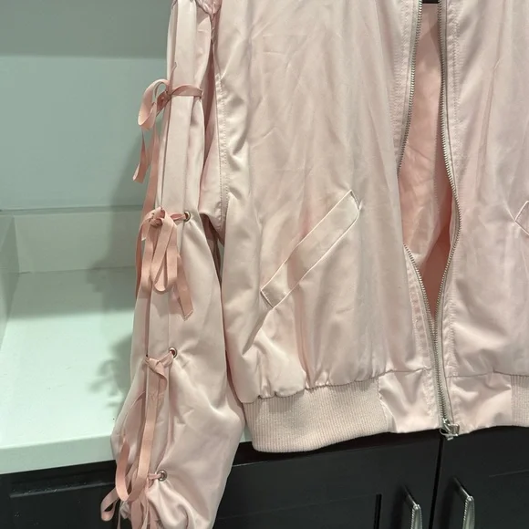 Pink Bomber Jacket for Women - Picture 3 of 4